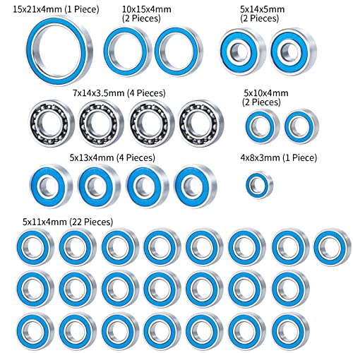 38PCS Ball Bearing Set Rubber Sealed for Axial SCX10 III AXI03007 | 1/10 RC Crawler Car Upgrade Parts