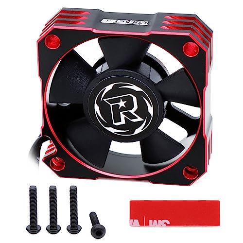 RC Motor Cooling Fan 35mm 21000RPM 8.4V Aluminum RC Cooling ESC Fan for 1/10 1/8 RC Car 3650 3660 3670 Brushless Motor (Black+Red) - style: Red