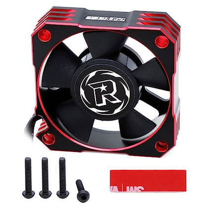 RC Motor Cooling Fan 35mm 21000RPM 8.4V Aluminum RC Cooling ESC Fan for 1/10 1/8 RC Car 3650 3660 3670 Brushless Motor (Black+Red) - style: Red