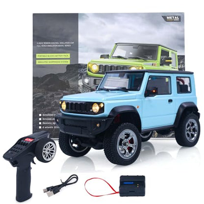 RTR 1/16 HG Remote Control Off Road Car Electric RC Crawler Light System Smoke Unit Metal Gear Drive Shaft Battery Charger Hobby Model for Ages 14+ - color: Blue