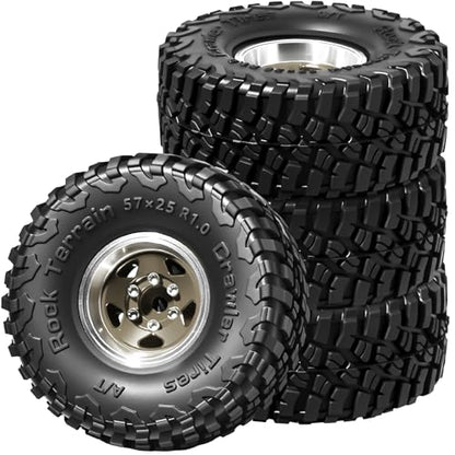 1.0 Beadlock Wheel Soft Tire Set RC Upgrade Part for Traxxas 1/18 TRX4M 1/24 RC Crawlers car Axial SCX24 FMS FCX24 Gladiator Bronco C10 JLU Deadbolt B17 Upgrade.(4Pcs/Set) - color: Bronze