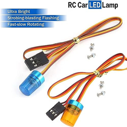 2PCS Ultra Bright LED Police Light Rotating Flash Alarming Strobe Lamp 5Modes for 1/8 1/10 1/14 RC Car Firefighting Ambulance Crawler Truck Lighting for CC01 D90 SCX10(Blue Yellow,9x15mm) - color: 9x15mm,Blue/Yellow