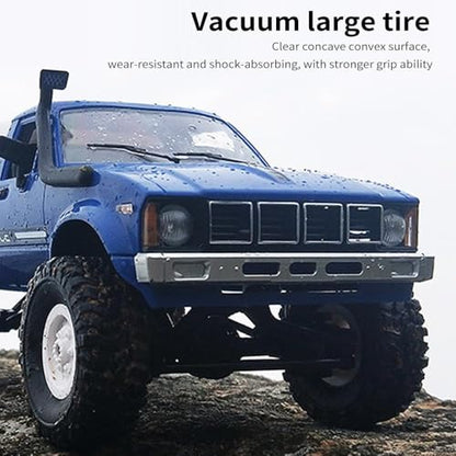 RC Truck 1/16 RC Rock Crawler, WPL C24 4x4 RC Pickup Truck, 2.4GHz Remote Control Car, All Terrain Off Road RC Climbing Car with Headlights and 2 Batteries for Adults (Blue) - color: Blue