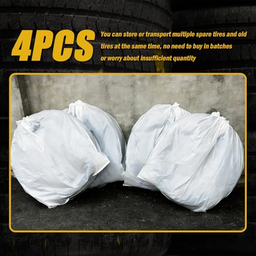 4PCS Extra Large Car Tire Bags for Storage,LDPE Disposable Car Tire Storage Bags for Easy Storages and Transportation of Tires,Dustproof & Tear Resistant Tires Covers for Cars