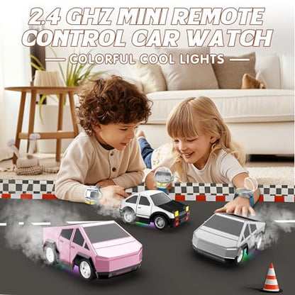 Watch Remote Control Car Toy, 2.4 GHz Mini RC Cars Watch Toy with LED Lights USB Charging+Remote Control Robot Dog Toy 2.4GHz 8WD All-Terrain Gesture Sensing Stunt RC Cars RTR Climbing Robot Dogs