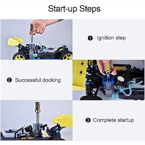 Nitro Engine Glow Plug Igniter Starter Tool Combo with Fuel Bottle & Repair Wrench Screwdriver Kit, Portable RC Starting Tools for 1/8 1/10 RC Crawler Truck Car Redcat HSP Traxxas Axial Kyosho
