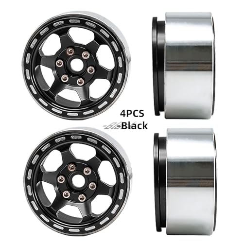 1.9 Beadlock Wheels, 4pcs Black | Aluminum RC Rims Hub with Positive Offset 12mm Hex for 1/10 RC Crawler Axial SCX10 II III 90046 AXI03007 Traxxas TRX4 TRX6 - color: Retro Style-black