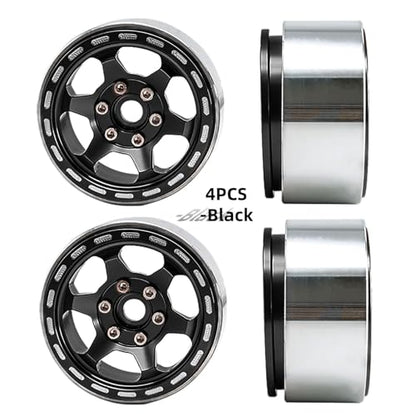 1.9 Beadlock Wheels, 4pcs Black | Aluminum RC Rims Hub with Positive Offset 12mm Hex for 1/10 RC Crawler Axial SCX10 II III 90046 AXI03007 Traxxas TRX4 TRX6 - color: Retro Style-black