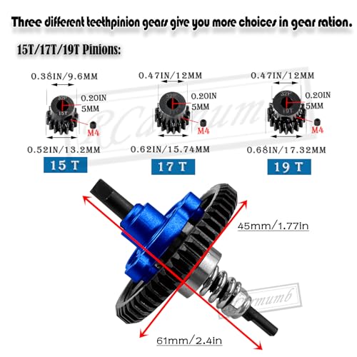 54T Spur Gear Upgrades Part for Slash Stampede Rustler 4X4（VXL）, Hardened Steel Slipper Clutch Eliminator 54T Spur Gear with Pinions Gears Set(15T 17T 19T) RC Upgrades,#6878,Navy Blue - color: Navy Blue(54T)