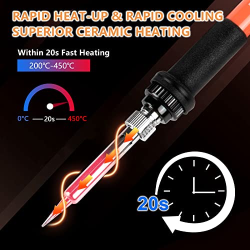 Soldering Iron, 60W 110V Adjustable Temperature Soldering Iron Pen, Portable Welding Tool, Fast Heating, for Electronic Repair, Jewelry, DIY - color: 60w Orange