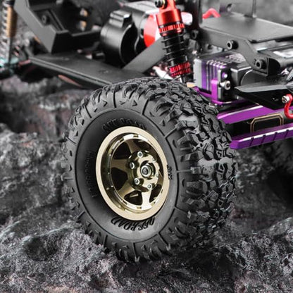 GLOBACT 1.3" Beadlock Wheels for SCX24 AX24 TRX4M 1/18 1/24 (Brown) - color: Brown