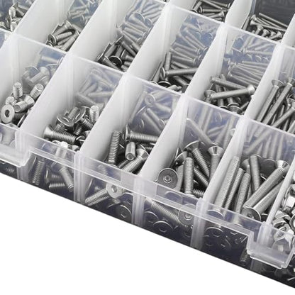 1080 Pcs M3 Screw Assortment, M3*6mm, 8mm, 10mm, 12mm, 14mm, 16mm, 18mm, 20mm, 25mm, 30mm, 35mm, 40mm, 50mm, Stainless Metric Hex Flat Head Countersunk Screws Nuts and Washers with Wrench - size: Hex Flat Head Countersunk
