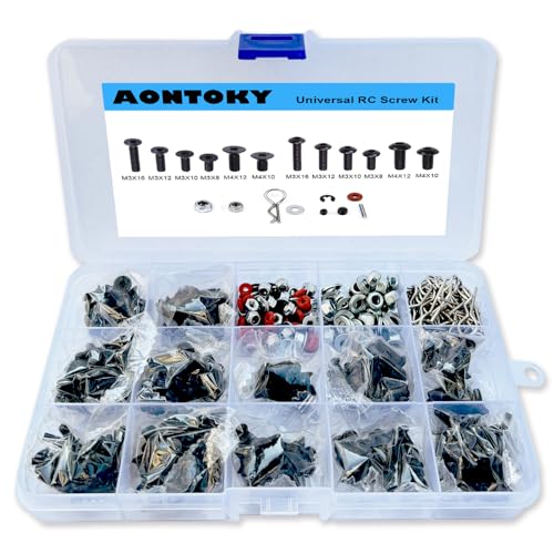 500Pcs RC Screw Kit Repair Tool M3 M4 Hex Screws Nut Shell Buckle Hardware Fastener for 1/8 1/10 1/12 Scale Cars Truck Crawler DIY Parts