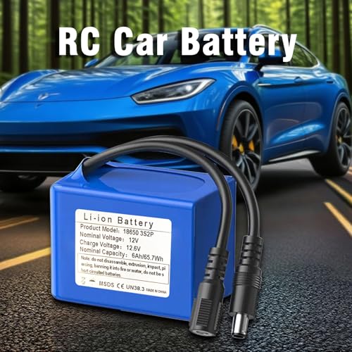 12V 6000mAh Lithium Ion Battery Pack with 2A Fast Charger, DC5521 Output for Security Cameras, CCTV Systems, LED Strips, Routers, Radios, Telescopes, DIY Projects, 6Ah Rechargeable 12-Volt Battery