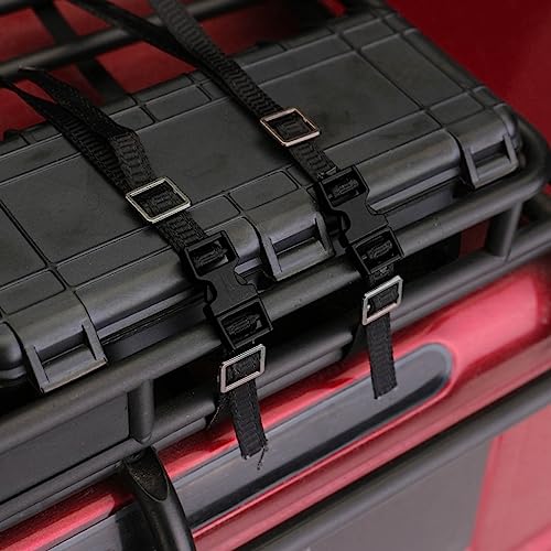 5pcs 1/10 Scale RC Tie Down Straps, Sturdy Length Adjustable Luggage Rope Roof Rack Tie Down Straps, Crawler Accessories, for RC (Black) - color: Black