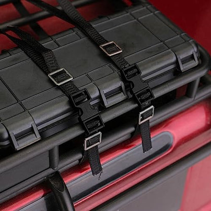 5pcs 1/10 Scale RC Tie Down Straps, Sturdy Length Adjustable Luggage Rope Roof Rack Tie Down Straps, Crawler Accessories, for RC (Black) - color: Black