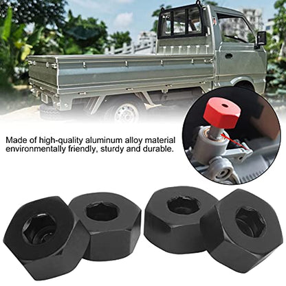4pcs RC Hex Combiner, Wheel Hub Hex Adapter 5mm to 12mm Combiner Available for WPL D12 1/10 RC Model Trucks (Black BL)