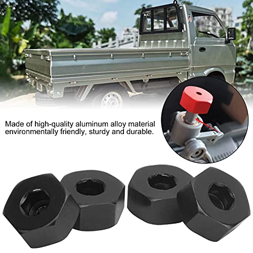 4pcs RC Hex Combiner, Wheel Hub Hex Adapter 5mm to 12mm Combiner Available for WPL D12 1/10 RC Model Trucks (Black BL)