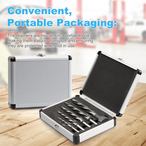 Rocaris 5 Pcs M2 HSS Taper Chucking Reamer Drill Bit Set | 3/8", 1/2", 5/8", 3/4", 13/16", For Steel, For Alloy, For Aluminum, For Wood & Plastic - size: 3/8 in, 1/2 in, 5/8 in, 3/4 in, 13/16 in