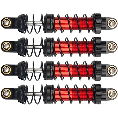 4Pcs Vgoohobby Metal Shocks Absorber Adjustable Dampers Compatible with Axial SCX10 Traxxas TRX4 D90 90046 Redcat Gen7 1/10 RC Crawler Car (Red,80mm)