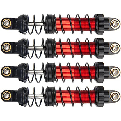 4Pcs Vgoohobby Metal Shocks Absorber Adjustable Dampers Compatible with Axial SCX10 Traxxas TRX4 D90 90046 Redcat Gen7 1/10 RC Crawler Car (Red,80mm)