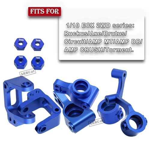 Upgrade Part for 1/10 ECX 2WD,Alloy Caster Block&Steering Blocks&Rear Stub Axle Carriers Wheel Hex Hubs for Ecx 1/10 2WD Ruckus Axe Brutus Circuit Crush K&N Torment,RC Hop-Up Parts,Navy Blue - color: Block Caster Set (Navy Blue)