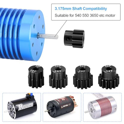 OGRC 3.175mm 32P Pinion Gears 10T 11T 12T 13T 14T for Traxxas 1/10 RC Car | Steel Hardened, 0.8M, Fits 550, 540, 3650 Series Motors, for Arrma HSP HPI AXIAL Tamiya Losi RC Car