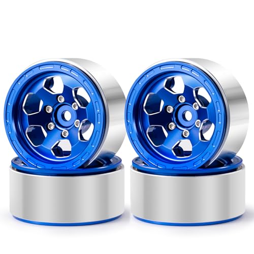 1.3inch beadlock Wheels RC Aluminium Rims for 1/18th TRX4M 1/24th Axial SCX24 RC Crawler Car Upgrade Parts (Blue) - color: Blue
