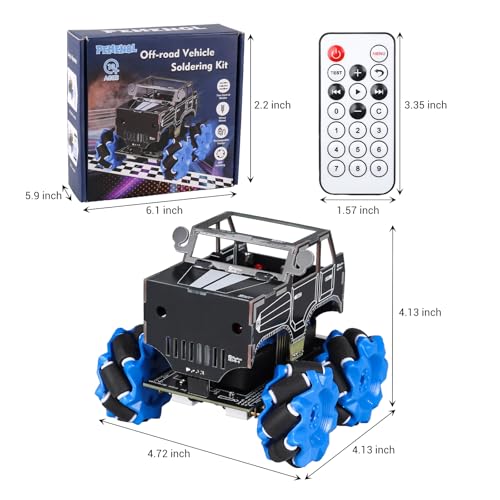 PEMENOL DIY Robot Car Soldering Kit, 4WD RC Drift Car Project Kit with Mecanum Wheels, Remote Control, STEM Electronics Learning Kit with Color Manual for Teens, Adults & DIY Enthusiasts