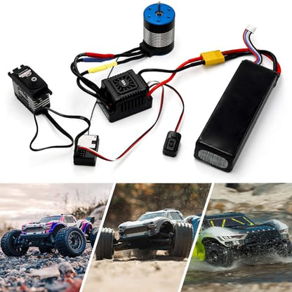 Upgraded 60A Brushless ESC 2-3S Electronic Speed Controller Waterproof ESC for 1/10 Remote Control Car Truck (Black) - color: Black