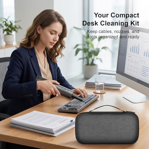 ANKHOH Hard EVA Case for HOTO for Voice-Tank 4-in-1 Car Vacuum Air Duster | Protective Storage Organizer,for Auto Detailing & Office Keyboard Cleaning Kit, Fits Mini Vac & Accessories,Black