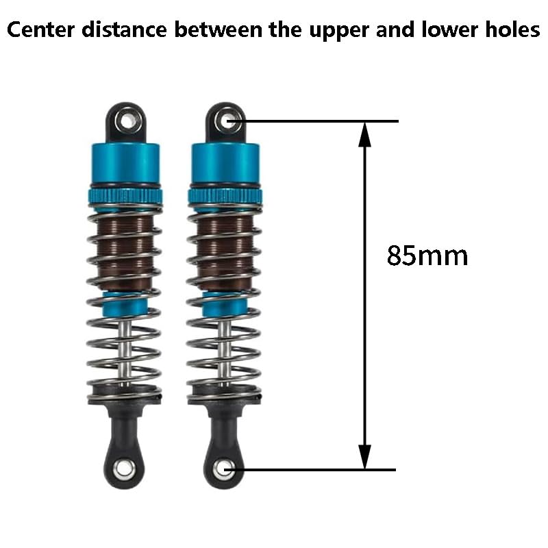1/10 RC Cars Oil Leakproof Shocks,2Pcs Adjustable Oil Filled Shocks 52mm-120mm for 1/10 RC Buggy Truggy On Road Touring Drift Cars Monster Trucks Upgrade Parts(2pcs 85mm blue) - color: 2pcs 85mm blue