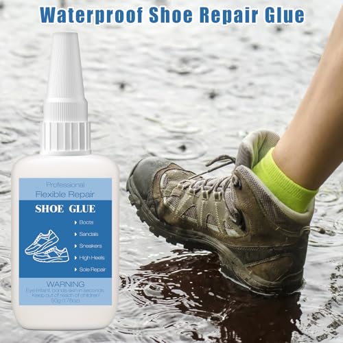 50g Shoe Glue with Nozzles, Clear Quick Dry Waterproof Shoe Repair Glue Strength Adhesive Super Glue Repair for Boots Sneakers Heels Hiking Shoes Leathers Handbags Sandals Rubber Soles - style: 50g Shoe Glue