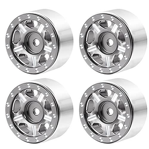 RC-Hub 4Pcs Aluminum Alloy 1.0" Micro Beadlock Wheels for All 1/24 Axial SCX24 90081 RC Crawler Car (Titanium) - color: Titanium