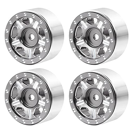 RC-Hub 4Pcs Aluminum Alloy 1.0" Micro Beadlock Wheels for All 1/24 Axial SCX24 90081 RC Crawler Car (Titanium) - color: Titanium