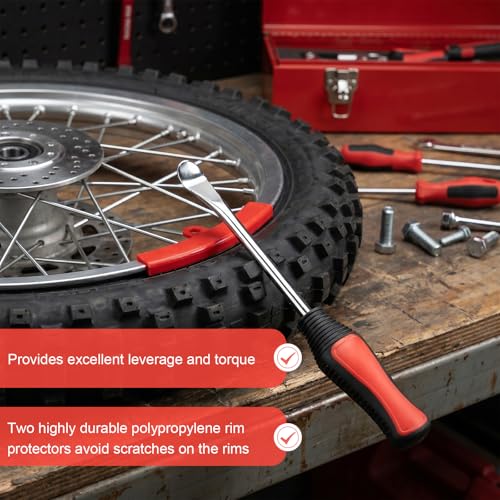 29PCS 19" Tire Spoons Kit, Motorbike Tire Remover Set with Tyre Spoon, Rim Protector, Valve Core, Cap & Valve Tool, Tyre Changer Lever Removal Tool for Motorcycle Dirt Bike (Red)