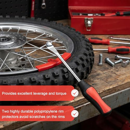 29PCS 19" Tire Spoons Kit, Motorbike Tire Remover Set with Tyre Spoon, Rim Protector, Valve Core, Cap & Valve Tool, Tyre Changer Lever Removal Tool for Motorcycle Dirt Bike (Red)