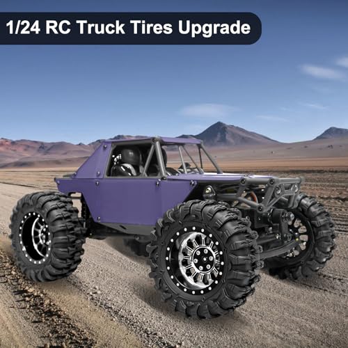 LRFHL 1.3" Beadlock Wheel Tires Aluminum for SCX24 TRX4M, 4PCS, Silver | Upgraded 1.45-inch Wheel, 1/24 SCX24 1/18 TRX4M RC Crawler Car Upgrade - color: Black Tires+ Silver Wheels-3