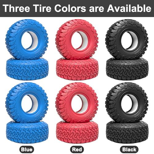 LRFHL 2.2 Crawler Tires for 1/10 Axial SCX10 D90 Traxxas TRX4, Black, 4PCS | 120mm * 47mm, RC Rock Crawler Tires with Foam Insert, Soft Rubber High Grip Sticky Tires - color: Black