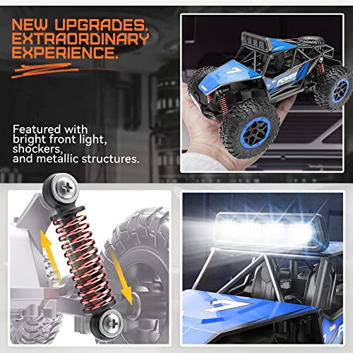 BEZGAR TB201 RC Cars-1:20 Scale Remote Control Car-2WD High Speed 20 Km/h Electric Toy Off Road Vehicle Monster Truck Crawler with LED Headlight and Rechargeable Battery for 8-12 Year Old Boys Girls - color: Tb201-blue