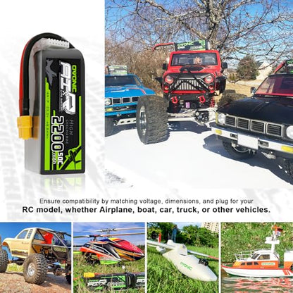 OVONIC 6S Lipo Battery 22.2V 2200mAh 50C Battery with XT60 Connector for RC Airplane Helicopter RC Car Truck Tank Drone Racing Hobby(2 Pack)