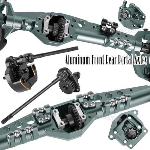 Front Rear Portal Axles Upgrades Part for 1/10 Capra 1.9 UTB 4X4,DIY SCX10 SCX10 II,RC Aluminum Alloy Front Rear Axle RC Crawler Car,1/10 Capra 1.9 UTB & SCX10,Titanium - color: Titanium - (Portal Axles)