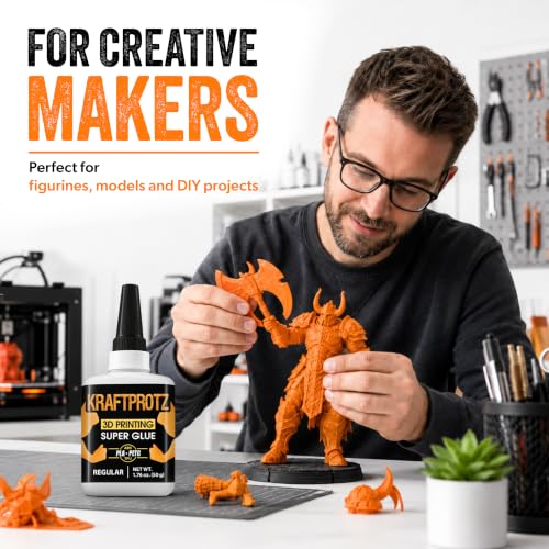 3D Printing Super Glue Liquid 1.75 oz - PLA ABS PETG TPU Instant Adhesive | versatile, precise application, for fine cracks, clear, waterproof, heat resistant, anti-clog cap, filament, PLA ABS PETG TPU - style: LIQUID 1.76 Fl.Oz.