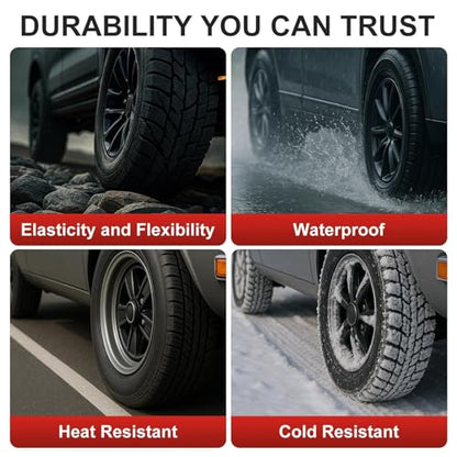 Tire Repair Glue, Tire Sealant Black Rubber Cement Repair Cracks | Suitable for All Tire Types, Seamless Strong Bonding, Heavy Duty, Flexible, Waterproof, Weather Resistance
