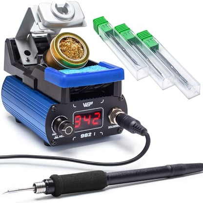WEP 982-I Precision Soldering Iron Station with Temperature Control, Preset Channels, °C-°F Conversion, Sleep Mode, Automatic Shutdown, Calibration Functions C210 Compatible Soldering Tips