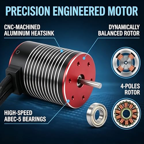 120A Brushless Motor ESC Set, Professional High Torsion 3650 Brushless Motor 120A ESC Combo Set for 1/10 Scale RC Cars, Compatible with HSP Axial SCX10 D90 HPI - size: 5200KV