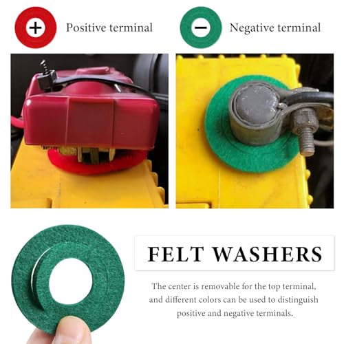 Battery Terminal Cleaner Kit, 2 Terminal Cleaning Brushes with 12 Anti-Corrosion Washers, Automotive Battery Wire Brush Tool Universal Accessories for Car Truck Marine Boat