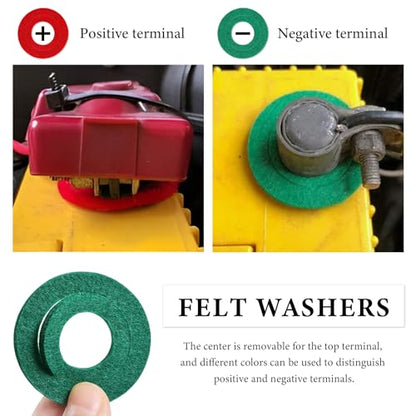 Battery Terminal Cleaner Kit, 2 Terminal Cleaning Brushes with 12 Anti-Corrosion Washers, Automotive Battery Wire Brush Tool Universal Accessories for Car Truck Marine Boat