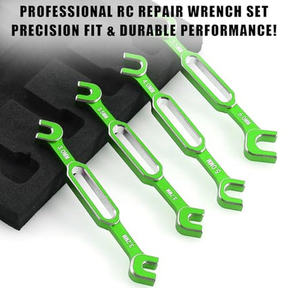 4PCS RC Wrench 3.0/3.2/3.5/3.7/4.0/5.0/5.5/6.0mm Turnbuckle Nut Ball Joint Remover Aluminum Alloy RC Car Repair Tool For RC Crawler Monster Truck Off Road Car Drone Boat Upgrade Parts, Green - color: Green
