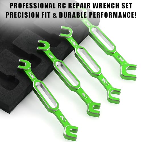 4PCS RC Wrench 3.0/3.2/3.5/3.7/4.0/5.0/5.5/6.0mm Turnbuckle Nut Ball Joint Remover Aluminum Alloy RC Car Repair Tool For RC Crawler Monster Truck Off Road Car Drone Boat Upgrade Parts, Green - color: Green